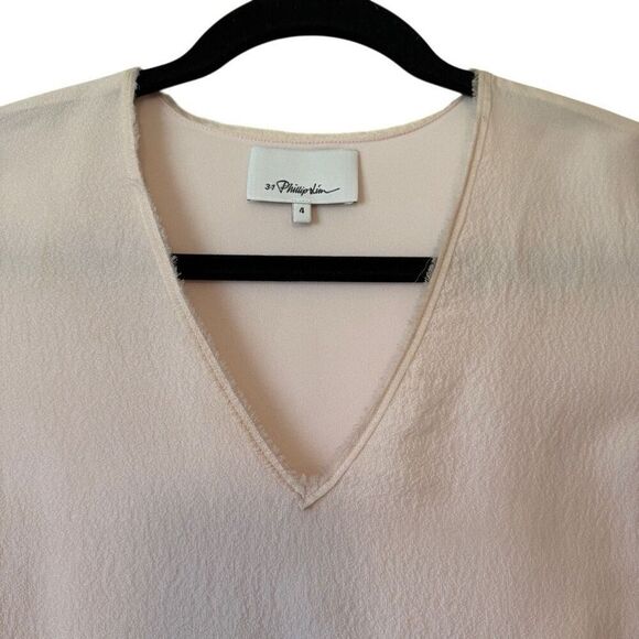 3.1 Phillip Lim Blush Silk & Lace Balloon Sleeve Top Sz 4 - Picture 3 of 15